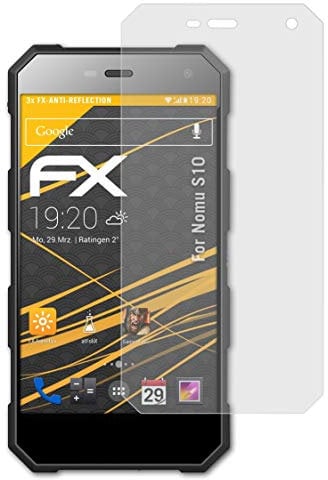 atFoliX Panzerfolie kompatibel mit Nomu S10 Schutzfolie, entspiegelnde und stoßdämpfende FX Folie (3X)