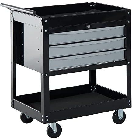 HOMCOM Carrello da Officina Professionale Cassettiera Portautensili in Lamiera, Nero, 68 x 46 x 88cm