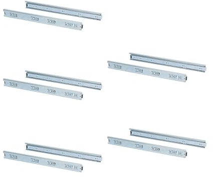 Emuca 3043505 Set Schubladenführungen, vollauszug mit Rollen 45 x 450 mm, Lot von 5, Verzinktem, 450mm