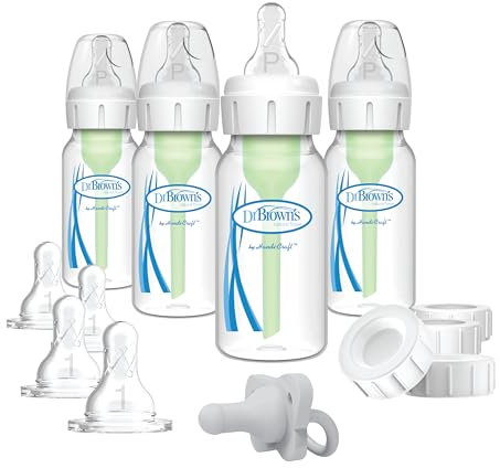 Dr. Brown's Options+ Slow Flow Preemie and Newborn Anti-Colic Bottle Set with 4oz Bottles and HappyPaci