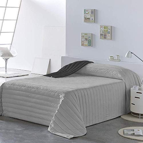 PETTI Artigiani Italiani - Trapuntino Matrimoniale, Copriletto Matrimoniale, Trapuntino Double Face, Trapunta Primaverile, Grigio, 100% Made in Italy