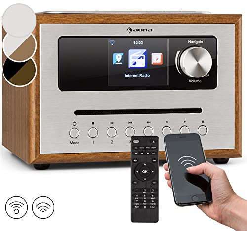 auna Silver Star DAB Radio, Internetradio mit CD, Digitales DAb Radio mit Lautsprecher Klein, Digitalradio, Musikanlage mit Bluetooth, Streaming Connect, CD Player, DAB+, WLAN, Display