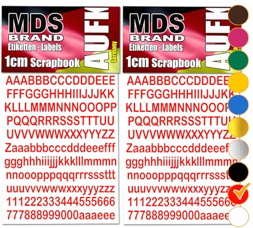 MDSBrand 1cm Buchstaben zum beschriften, 2x/Satz Groß- und Kleinbuchstaben, Wetterfest Klebebuchstaben einfach zum basteln - gestalten u. Verzierung von Einladungskarten und Briefkasten (Rot)