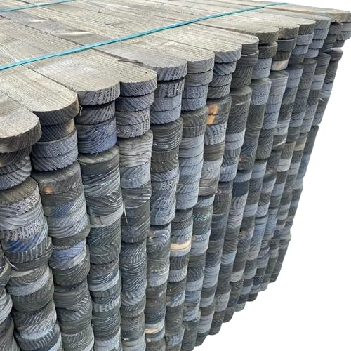 Premium Picket Garden Fencing Pales - Heavy Duty Treated Timber Wood (3'' x 5ft) - Individual Rounded Top Boards for DIY Garden & Outdoor Projects - Pack of 50 (Not Pre-Assembled Panels)