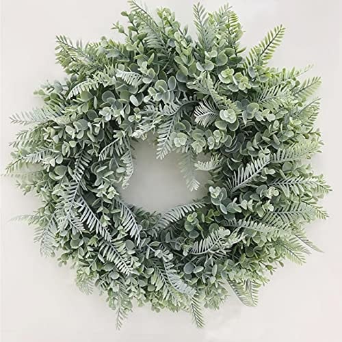 HUAESIN Plastic Front Door Wreaths Artificial Wreath Fake Silk Eucalyptus Wreath Spring wreath Faux Greenery Wreath for Door Window Balcony Mirror Wall Wedding Party Garden Spring Decoration