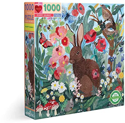 eeBoo Piece and Love Poppy Bunny 1000 piece square adult Jigsaw Puzzle