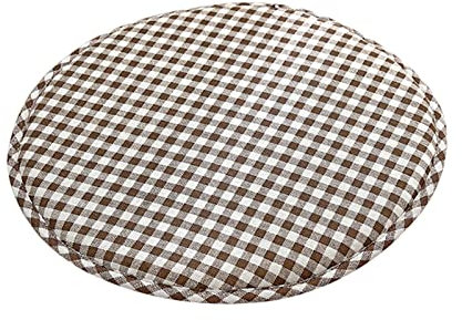 JLWM Sitzkissen Gedächtnisschaum Runden, Sitzauflage Kariert Gitter Karo Tartan Plaid Einfarbig Stuhlkissen Stoff Samt Nicht-Unterhose Gurt-braun-34cm