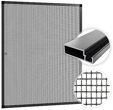 SAMUFLY Zanzariera, Tenda Antimosche, Tenda Anti Insetti Telaio in Alluminio Antracite 80 x 100 cm per finestre