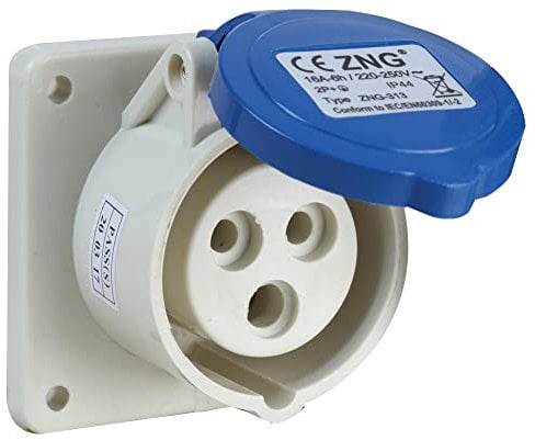 16A, 230V, Panel-Mount CEE Sockel, 2P+E, blau, IP44