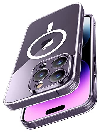 UGREEN Magnetic Crystal Clear für iPhone 14 Pro Max Hülle, Magnetische Hülle Kompatibel mit Magsafe, stoßfestes Case,Transparent Anti-Gelb-Schutzhülle Dünne Schutzhülle