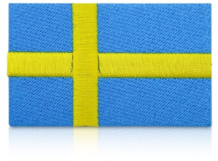 Finally Home Schweden Flagge Patch zum Aufbügeln | 7,9 x 5 cm | Sweden Flag Patches, Elch Bügelbild, Fahne Aufbügler, Aufnäher