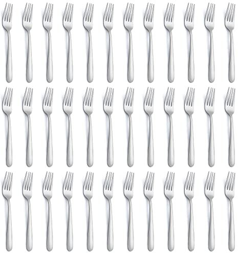 Gymdin 36-teiliges Salatgabel-Set, 17.8 cm, kleine Gabeln, Besteck, lebensmittelechter Edelstahl, hochglanzpoliert und spülmaschinenfest, Metallgabel-Set zum Verkosten von Kuchen und Obst”