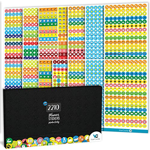 2210 Mini Icons Aufkleber – Produktivitätssteigerung Pack für Planer, Tagebücher und Kalender, Kindle – Vorteilspack Zubehör