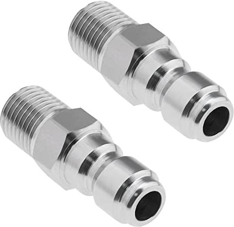 eMagTech 2PCS Hochdruckreiniger-Adapter 1/4 Zoll BSP-Außengewinde Schnellkupplungsstecker 304 Edelstahl-Kupplung für Hochdruckreiniger-Auslass-Sprühlanze 5000 PSI