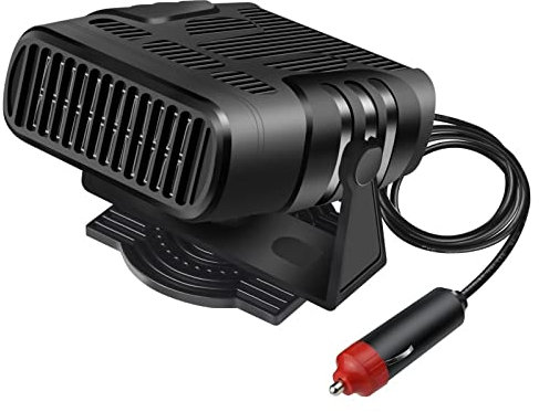 GOJEMA Calefactor para Coche 4 en 1, Portátil 12V Calentamiento Rápido 90 ° a 360 ° Ajustable Descongelador del Parabrisas con Purificador de Aire para Coche, SUV, Remolque, RV