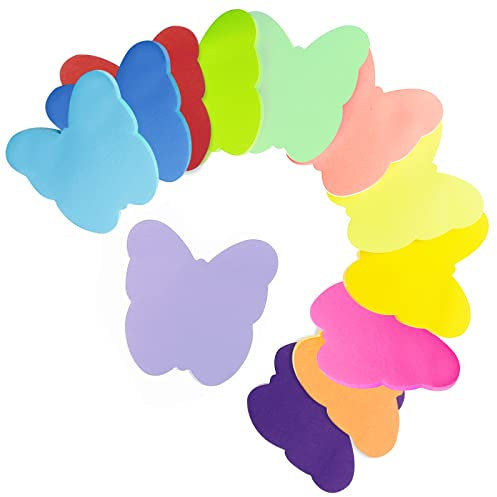 12 Farben Farbige Haftnotizen, Haftnotizen Klebezettel, Farbig Blätter Notizblöck Super Sticky Notes für Büro Zuhause Schule Sitzung (Schmetterling+600 Blatt+70 * 70mm)
