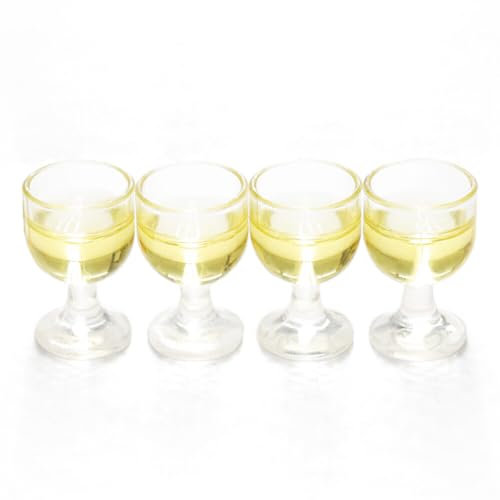 Odoria 1/12 Scale Dolls House Miniature Wine Glasses 4Pcs Dollhouse Accessories, White Wine