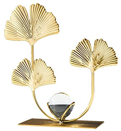 Milageto Kreative Ginkgo Blatt Statue Dekoration Metall Blätter Statue Desktop Skulpturen Blatt Skulptur Heim Ornamente Schmiedeeisen Kunsthandwerk Geschenk für officehome Wohnzimmer Flur Schlafzimmer