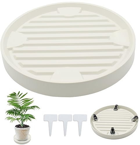 RZMZBY Base per Vaso Mobile Supporto,Rotondo Vaso Plastica per Piante,Base del Vaso,per Piante da Esterno, Portavasi da Interno, Tenda da Sole per Esterno (4 Beige)