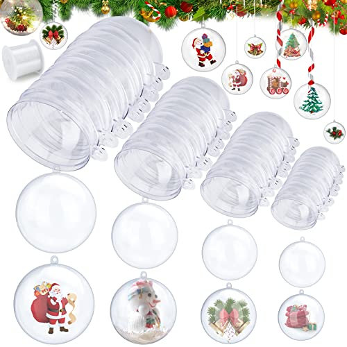 Befüllbare Acrylkugeln, hicoosee 25 Stücke Plastik Bruchsicher Weihnachtsbaumschmuck Weihnachtskugeln Weihnachtsdeko, DIY Christbaumkugeln Kunststoff Kugeln für Weihnachtsbaum Party Ornamente