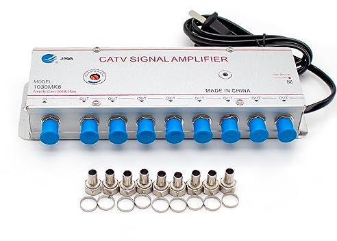 LeTkingok 1030MK8 220V Kabel-TV-Signalverstärker, Analoger Digitaler CATV-Signalverstärker 1 IN 8 OUT