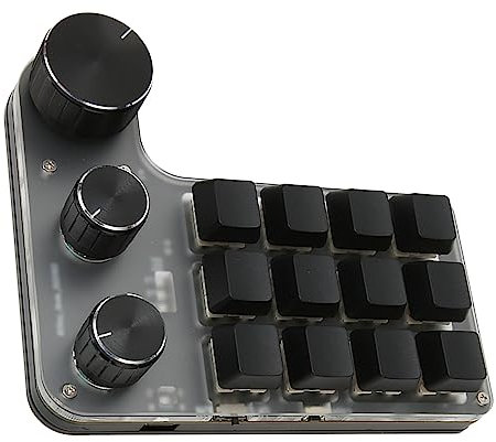 Mechanische Makro Gaming Tastatur, 12 Tasten, 3 Knöpfe, Einhand USB PC Tastatur, Programmierbare Shortcut Tastatur für Game Office (Drahtloses BT (eingebauter Akku im