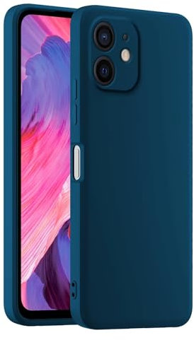 HULLIN Coque de Téléphone en Silicone Colorée, Adaptée à iPhone 12 Mini (5.4) - Bleu Saphir