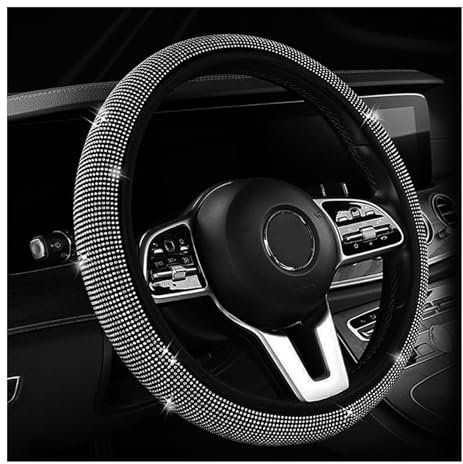 Auto Lenkradbezug Glitzer, Lenkrad Bezug Farbe Diamantbesetzte Vollrhinestones, Lenkradhülle Glitter Universal Anti Rutsch Elastische Auto Zubehör 36-38cm (Farbe)