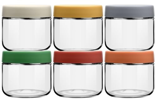 EONJOE Glasdosen mit Deckel, für Mahlzeiten, Portionskontrolle, Pudding, Joghurt, Übernachtung, Hafer, Salat, Snacks, Müsli, Süßigkeiten, Lebensmittelaufbewahrung, Becher, Schüsseln luftdicht, 284 ml