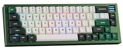 EPOMAKER MS68 VIA Wireless Gaming Keyboard with TFT Screen, 65% Aluminum Mechanical Keyboard, Hot Swappable, Creamy Gasket, Bluetooth/2.4Ghz/USB-C, RGB Backlit (Green, Flamingo Switch)