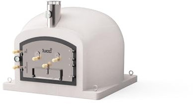TUOZI - Forno a legna per esterni, modello KITAWAY (bianco, 100 x 100 x 65 cm), isolato con sughero e 3 copertine in ceramica