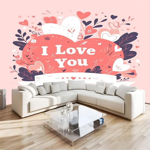 Photo Mural I Love You 350 x 256 cm Non-Woven Photo Wallpaper White Pattern Bedroom Living Room Home Decoration 3D Wall Mural