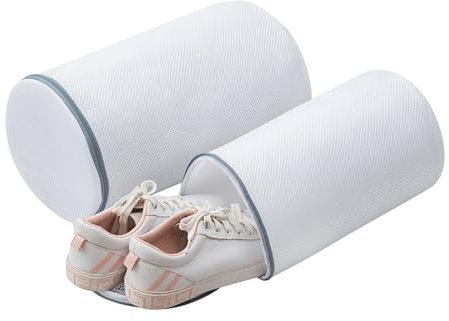 Ueiwffzo Schuhe Waschbeutel, Wiederverwendbare Netzschuhe Wäschesack Mit Reißverschluss Für Schuhe, Waschmaschine Schuhnetz Schuhbeutel, Für Sneaker, Socken, BHS (2 Stück Zylinder Klein+Groß)
