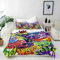 ANHOPE Graffiti Monster Fußball Auto Bettwäsche Set Microfaser Bettbezüge mit Reißverschluss 2 Teilig Bettbezug 140x200 cm + Kissenbezug 65x65 cm Weich Bettdeckenbezug Set für Kinder Jungen Mädchen