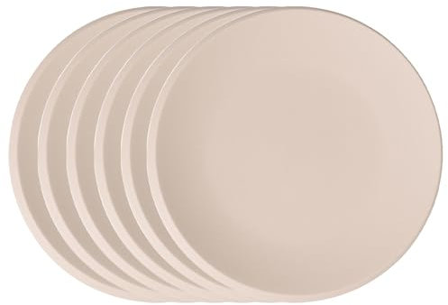 Villeroy & Boch NewMoon Lot de 6 assiettes plates, beiges, 27 cm, avec bord en demi-lune, en porcelaine de qualité supérieure