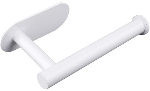 Gewtur Portarrollos Papel Higiénico, Acero Inoxidable Portarrollos Baño Adhesivo Portarrollos Sin Taladro Portarollos Papel Higiénico para Baño Cocina, Blanco