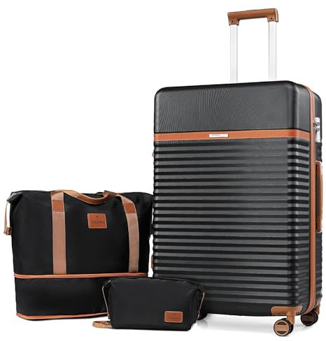 Joyway Set de Valises 3 Pièces, Ultralégère Bagages en ABS, Ensemble Valise Grande Taille, avec Roues Pivotantes à 360° et Serrure TSA Comprenant 1 Sac et 1 Trousse de Toilette