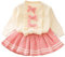 JiAmy Mädchen Bekleidungssets Kinder Langarm Blume Bowknot Strickjacke Mantel Pullover Kleid 2Pcs Kleidung Herbst Winter Mode Outfits Set für Mädchen 3-4 Jahre Rosa