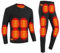 Yahbrra Thermo Unterwäsche Set für Herren, Elektrisch Beheizbare USB Thermo Langarm Oberteile, Hosen, Warmer Anzug für Moto Jagd Ski Camping(Schwarz,3XL)
