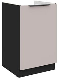 Küchen Spülenunterschrank 50 cm Küche Arona Kaschmir beige matt + Schwarz matt Küchenzeile Küchenblock Küche Einbauküche