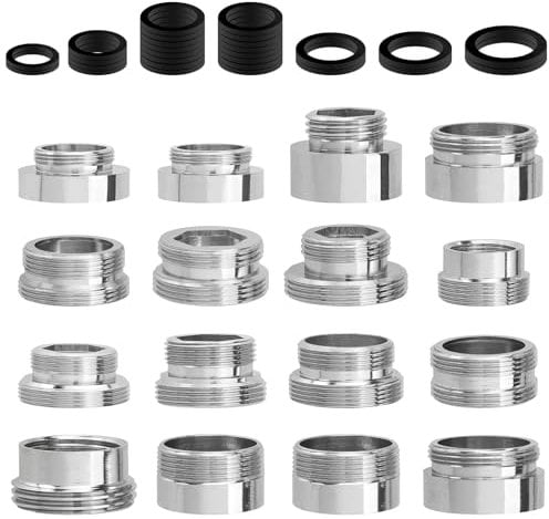 ELLECILA Faucet Adapter Set, 16 Pcs, Universal, Chrome, Metal, Kitchen & Bathroom, Garden & Workshop, Leak-Proof, Easy Install
