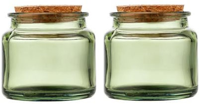 2 Pcs 100ml 3.4oz Airtight Glass Storage Containers with Cork Lid Refillable Kitchen Glass Jars Canisters Cookie Jar Candy Jar Cute Decorative Organizer Bottle for Tea Coffee Sugar