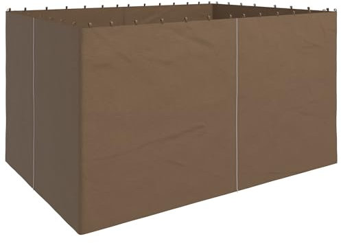 Outsunny 4 Pack Replacement Gazebo Curtains Privacy Panel for Most 3 x 4m Gazebo Canopy Pavillion Outdoor Shelter Sidewalls Accessories Dark Brown