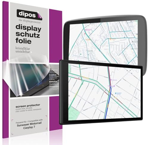 dipos I 2x Schutzfolie klar passend für Sunweyer Motorrad Carplay 7 Folie Displayschutzfolie, Ultra-Dünn, Case-Friendly, Fingerprint-Kompatibel