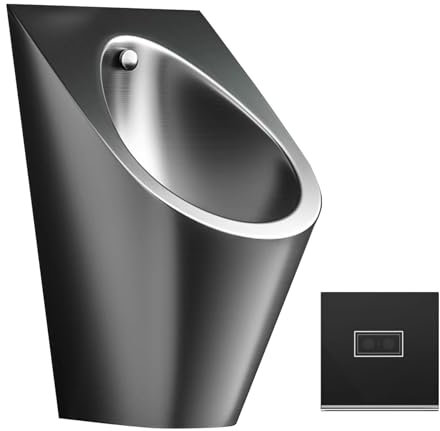 Edelstahl Urinal Wandmontiertes Urinal Automatisches Induktions Urinal Smarte Induktionstoilette for Männer Mit Spülfunktion for Badezimmer, Hotel, Geschäft(Black)