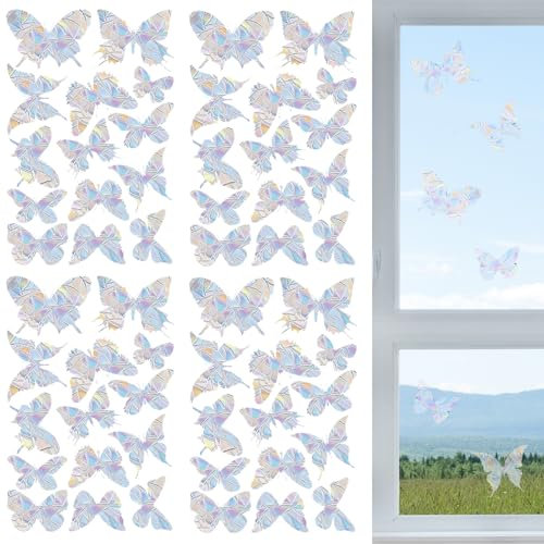 KEYRI 56 Pezzi Arcobaleno Adesivi per Finestre, Adesivi Anti Collisione Vetri Uccelli Anticollisione Avviso Farfalla Anti-Collisione Statico Arcobaleno Adesiv per Vetri Finestre Decorativi (56)