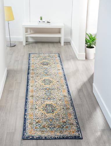 San Marino Multicolour Traditional Runner Rug, Medallion, 60x220cm