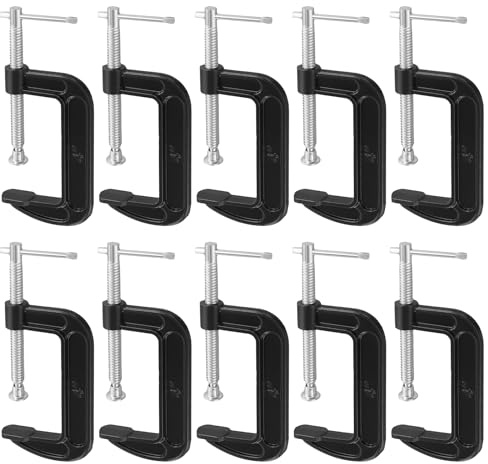 ZEONHAK 10 Pcs 4 Inch C Clamp, G Clamps with Adjustable Screw for Welding, Woodworking, Black/Silver