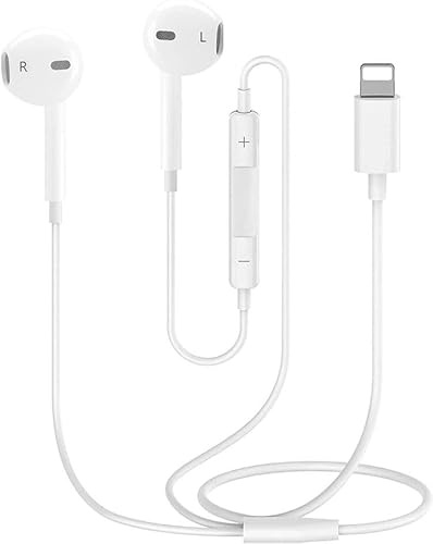 In-Ear Headphones for Phone, Hi-Res Extra Bass Earphones, HiFi-Audio Stereo Noise Isolating Earbuds with Mic+Volume Control Compatible with Phone 14 Pro Max/13/12/Mini/SE/11/XS Max/X/XR/8 Plus/7