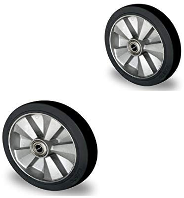 2 Stk. Gummi Rad 200 mm für Hubwagen mit Kugellager Bohrung 20 (200-20-40)